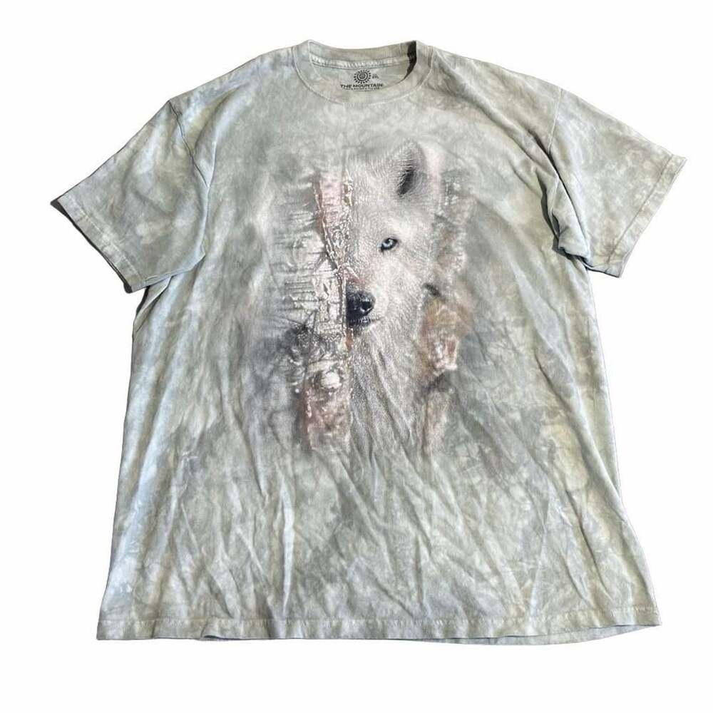 The Mountain Wolf Graphic T-Shirt Size 2XL Gray Tie Dye Short Sleeve